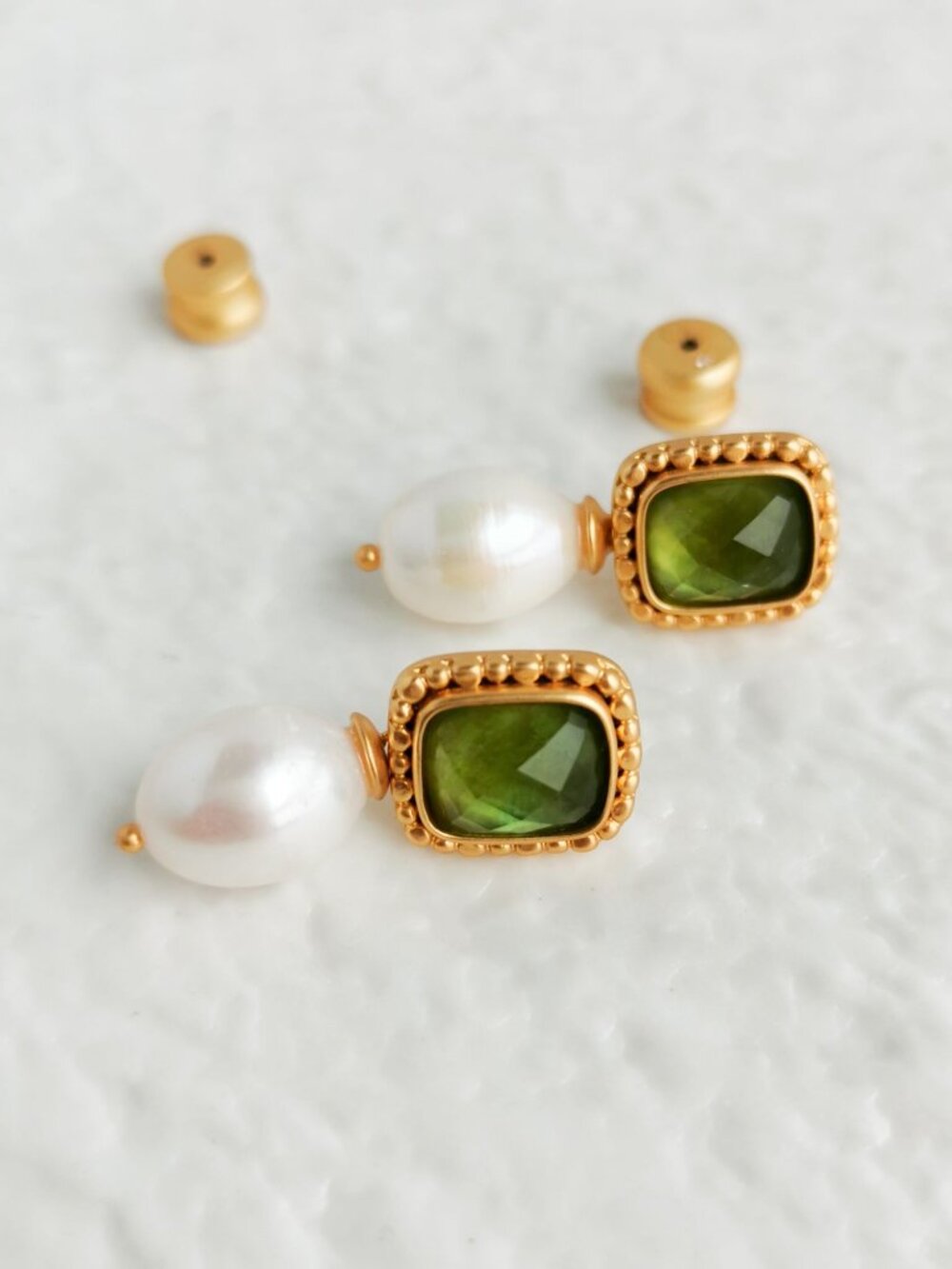 Julie Vos Marbella Pearl Gold Drop Earrings NEW